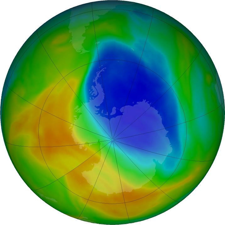 Antarctic ozone map for 31 October 2017